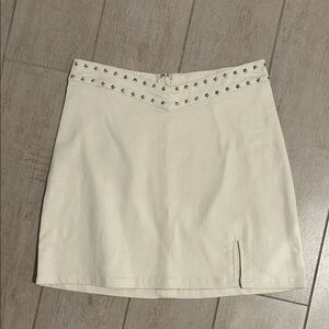 Stylish Cream Mini Skirt with Star Details